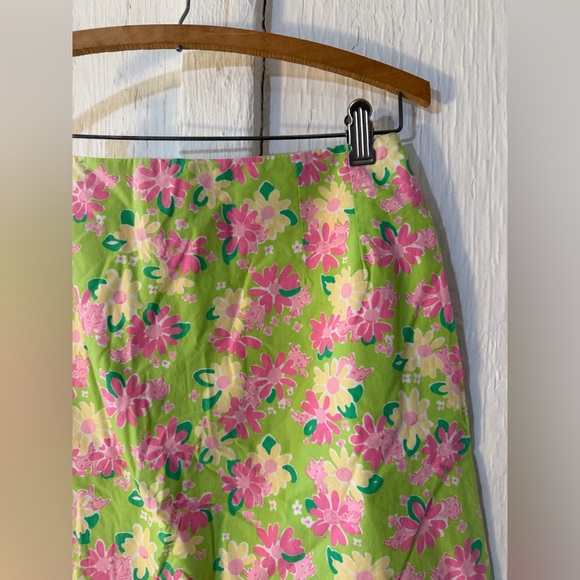 Vintage Lilly Pulitzer Skirt Pink/Green Floral w/ Rhinos Cotton Lined: Size 6 - Picture 3 of 16